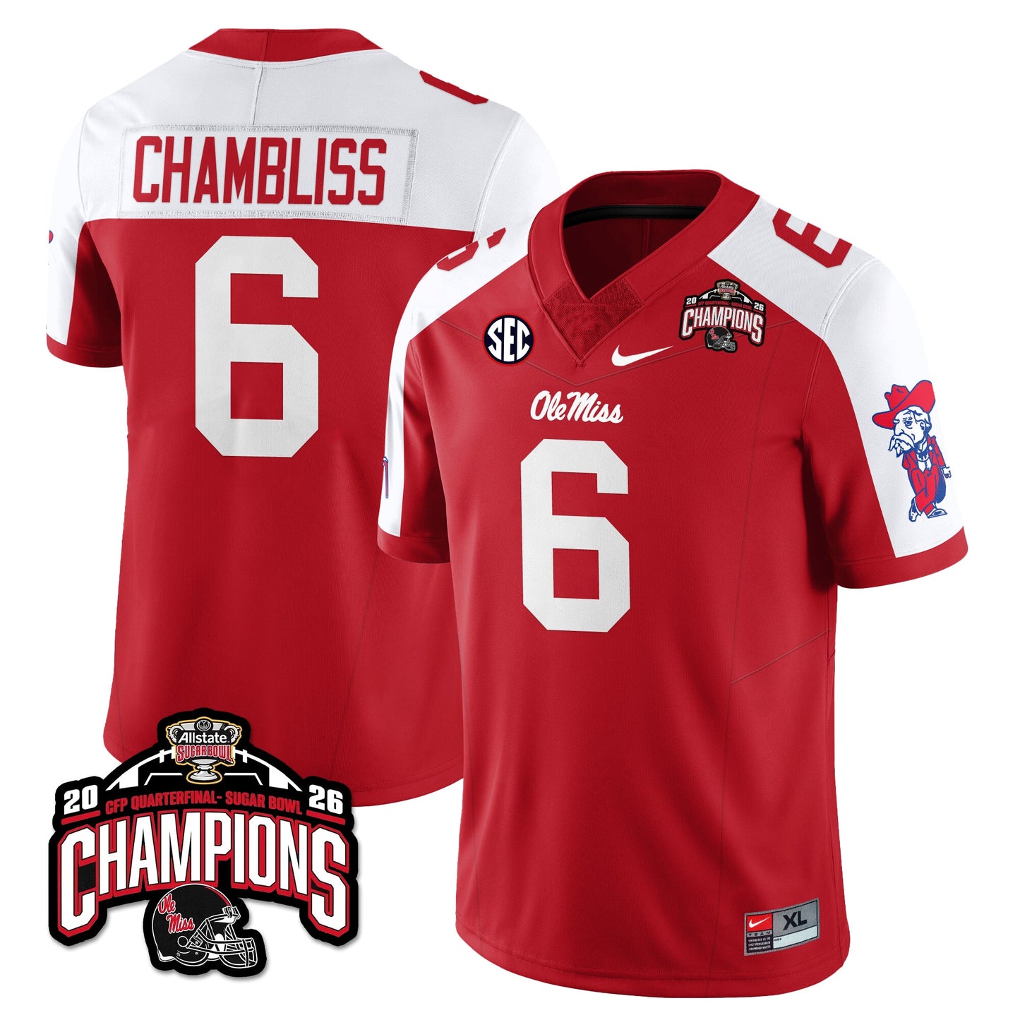 Ole Miss Football Vapor Limited Jersey - Allstate Sugar Bowl Champions - All Stitched