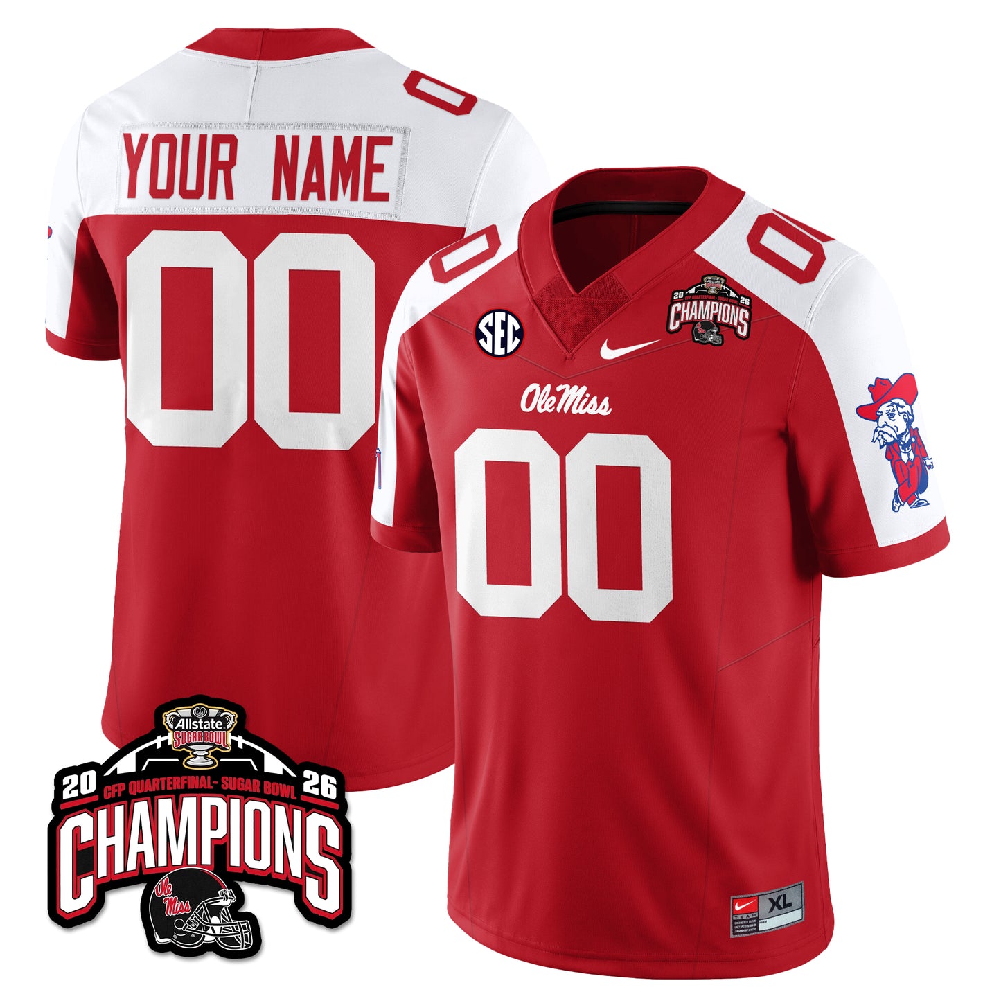Custom OM Football Vapor Limited Jersey - Allstate Sugar Bowl Champions - All Stitched