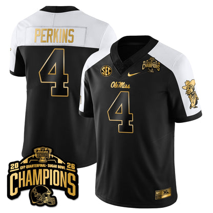 Ole Miss Football Vapor Limited Gold Jersey - Allstate Sugar Bowl Champions - All Stitched