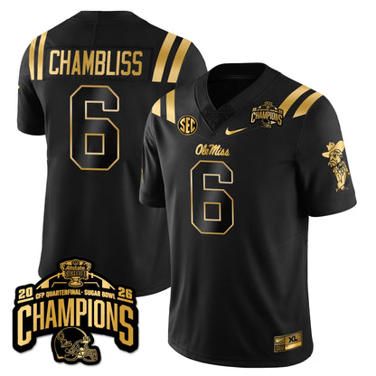Ole Miss Football Vapor Limited Gold Jersey - Allstate Sugar Bowl Champions - All Stitched