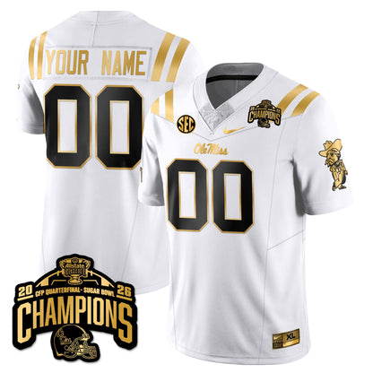 Ole Miss Football Vapor Limited Gold Jersey - Allstate Sugar Bowl Champions - All Stitched