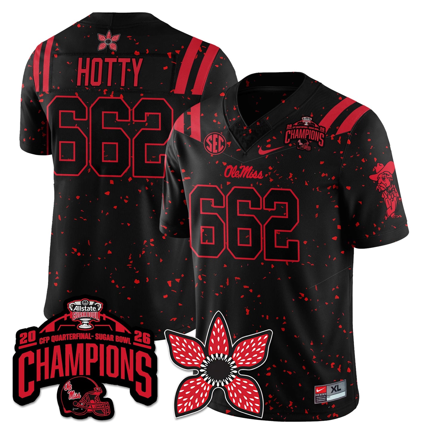 Ole Miss Football Stranger Things Vapor Limited Jersey - Allstate Sugar Bowl Champions - All Stitched