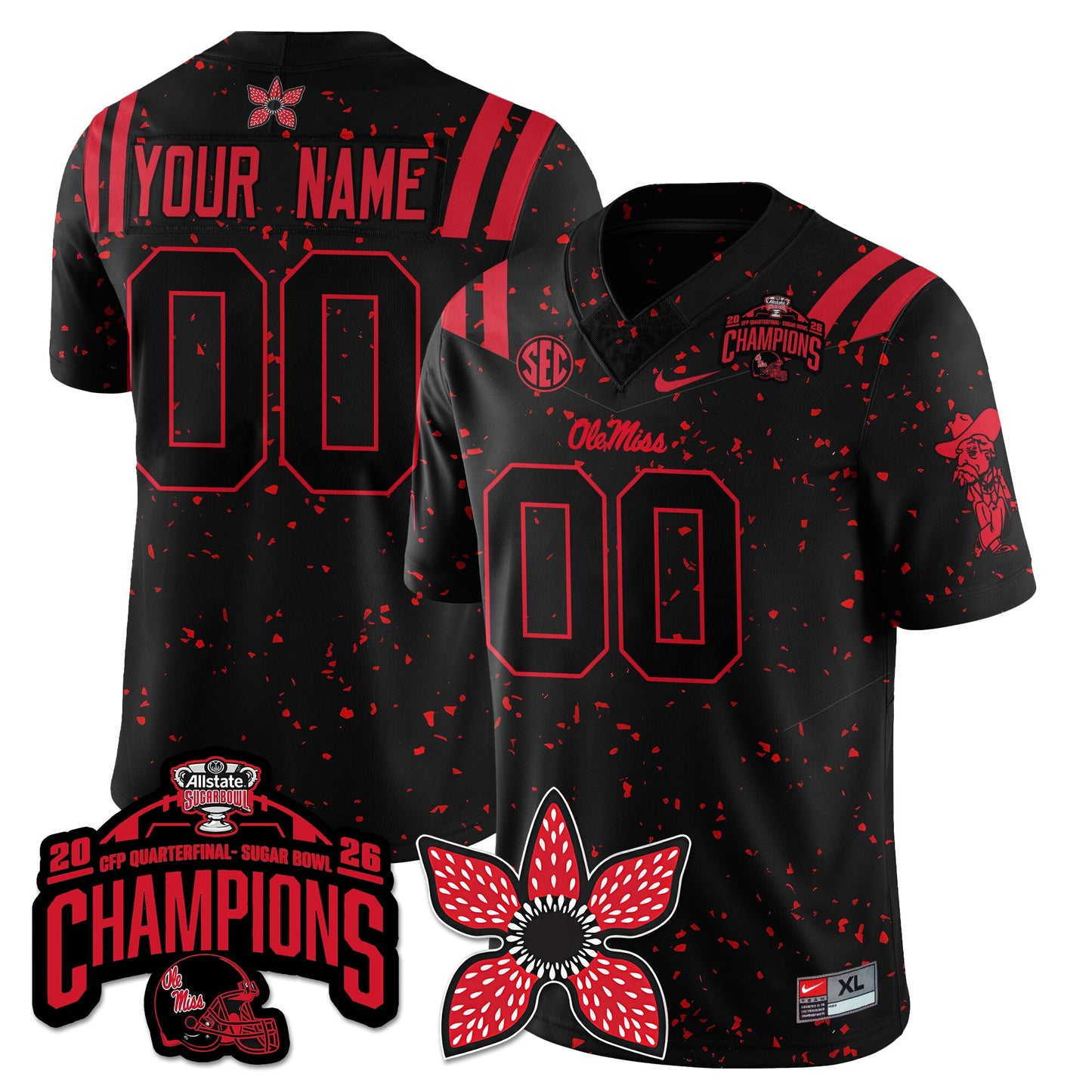 Ole Miss Football Stranger Things Vapor Limited Jersey - Allstate Sugar Bowl Champions - All Stitched