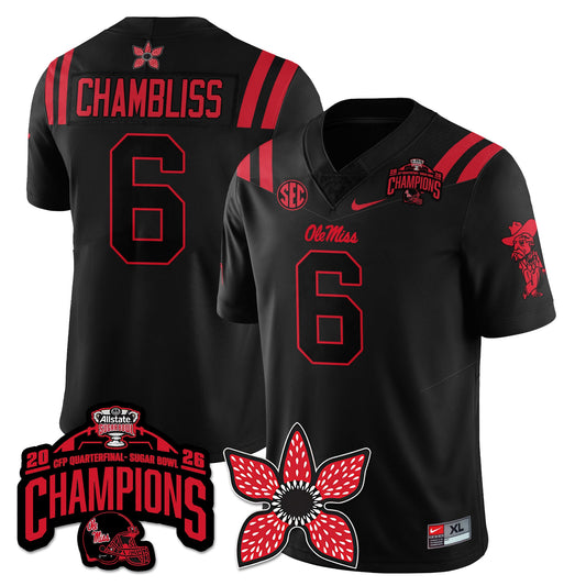 Ole Miss Football Stranger Things Vapor Limited Jersey - Allstate Sugar Bowl Champions - All Stitched