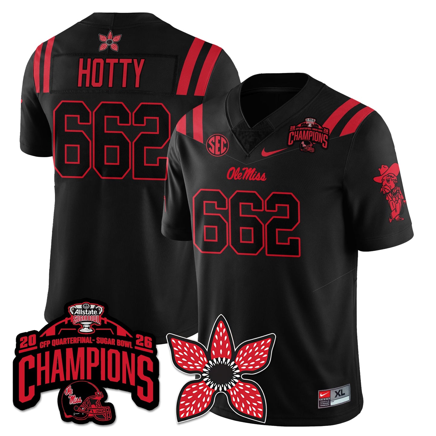 Ole Miss Football Stranger Things Vapor Limited Jersey - Allstate Sugar Bowl Champions - All Stitched