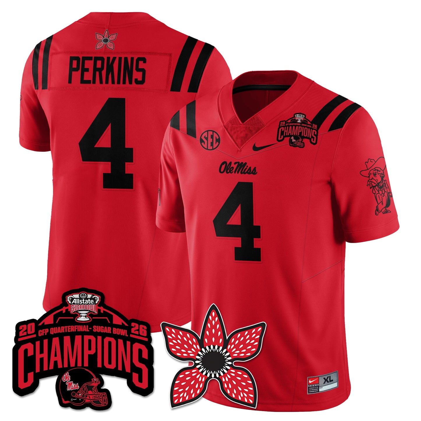 Ole Miss Football Stranger Things Vapor Limited Jersey - Allstate Sugar Bowl Champions - All Stitched