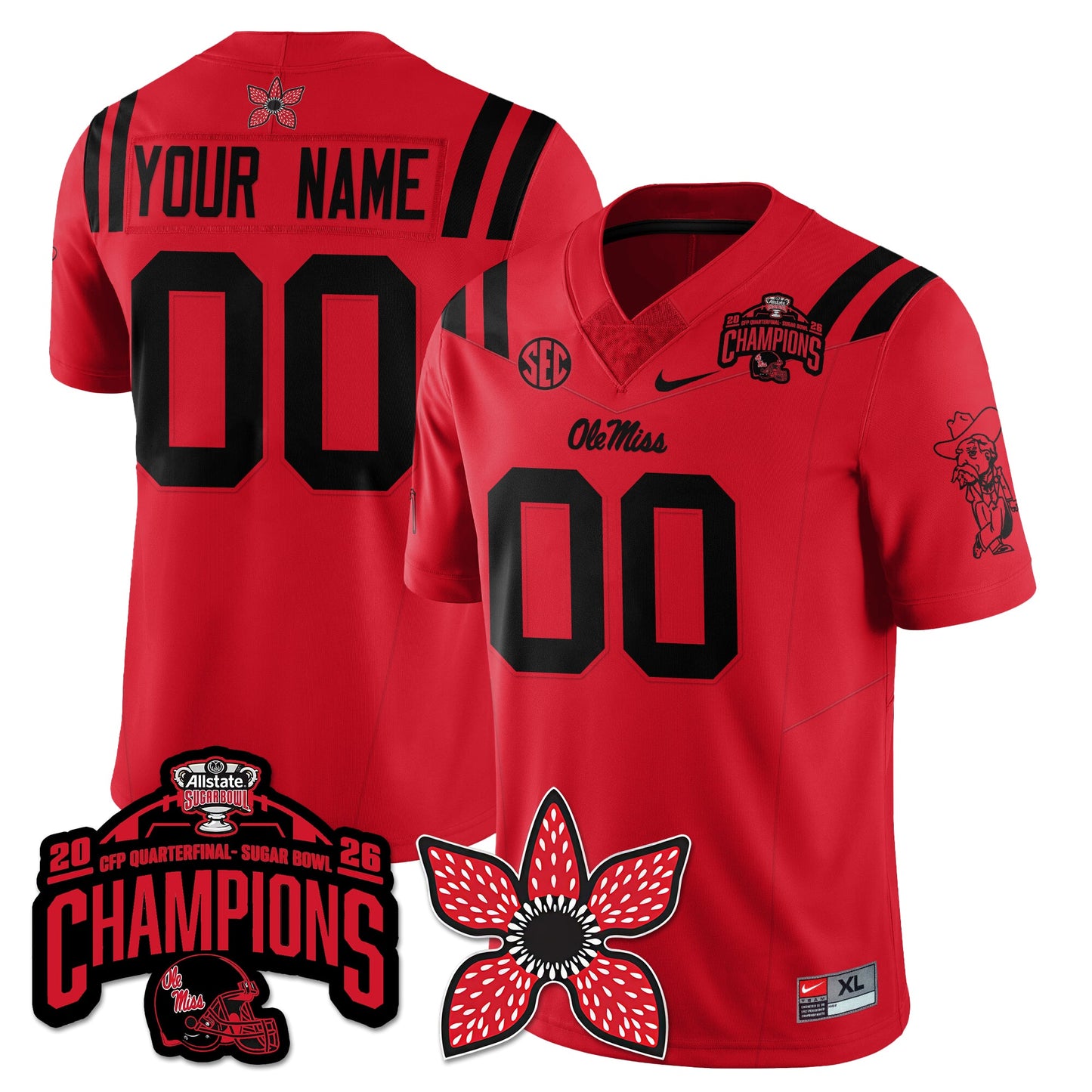 Ole Miss Football Stranger Things Vapor Limited Jersey - Allstate Sugar Bowl Champions - All Stitched