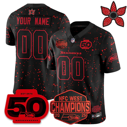 Custom SEA 'Stranger Things Edition' 2026 NFC West Champions Jersey - All Stitched