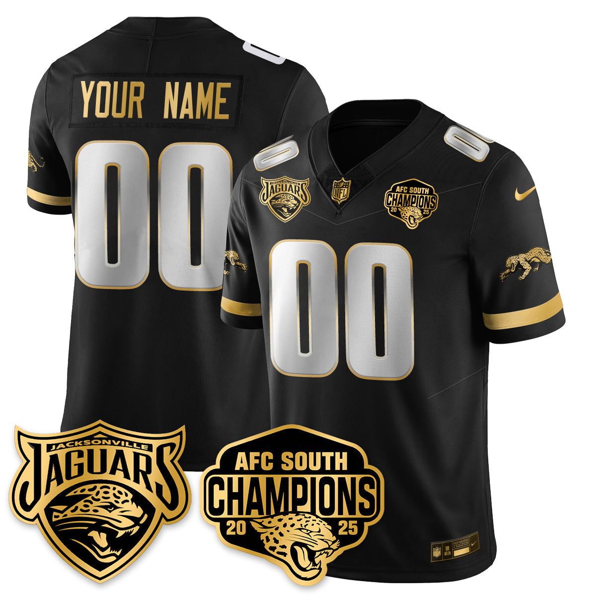 DET AFC South Division Champions Vapor Limited Gold Jersey - All Stitched