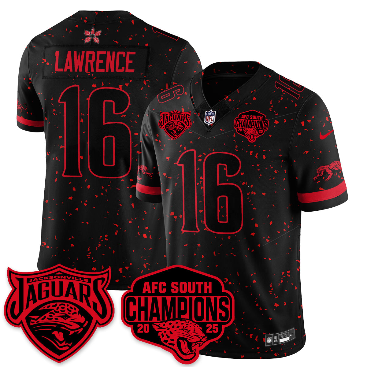 DET Stranger Things AFC South Division Champions Vapor Limited Throwback Jersey - All Stitched