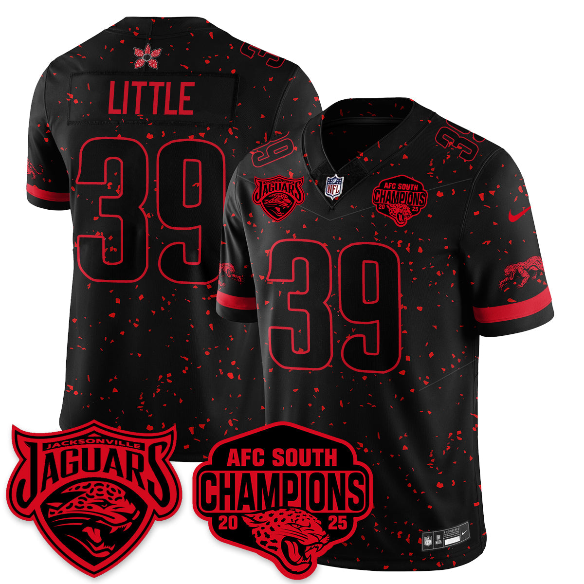 DET Stranger Things AFC South Division Champions Vapor Limited Throwback Jersey - All Stitched