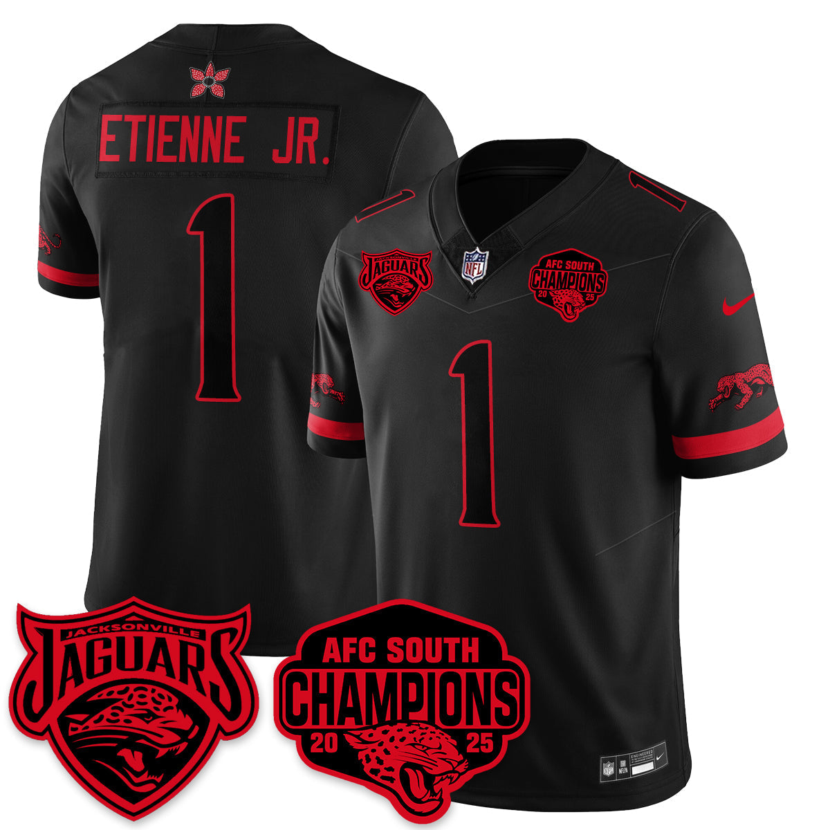 DET Stranger Things AFC South Division Champions Vapor Limited Throwback Jersey - All Stitched