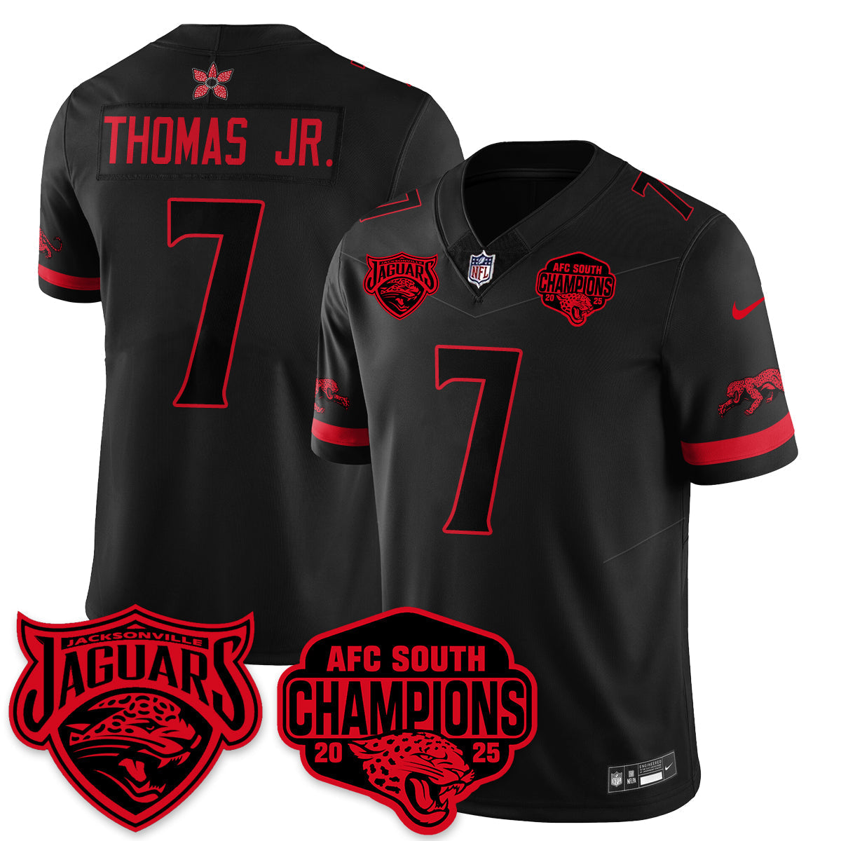 DET Stranger Things AFC South Division Champions Vapor Limited Throwback Jersey - All Stitched