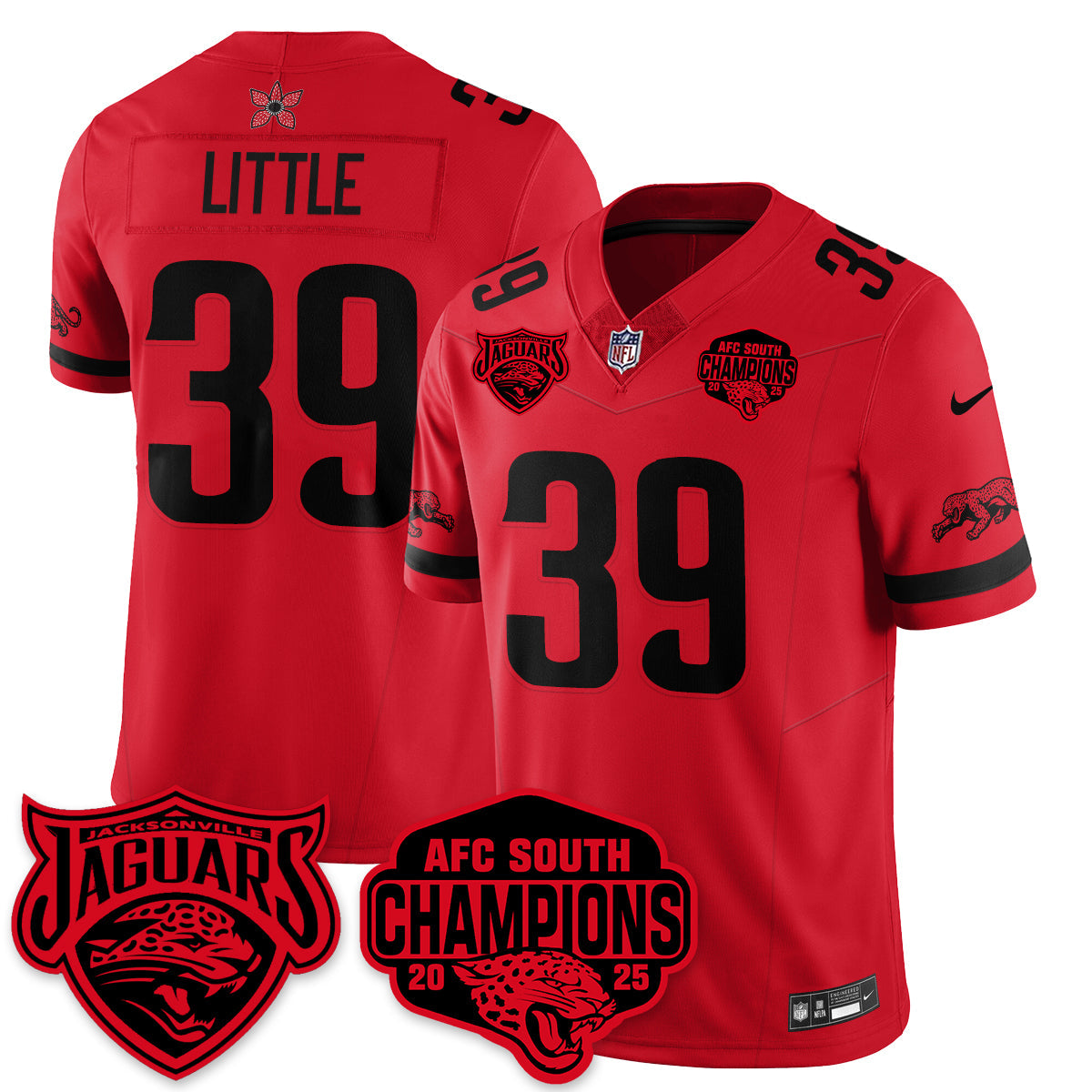 DET Stranger Things AFC South Division Champions Vapor Limited Throwback Jersey - All Stitched