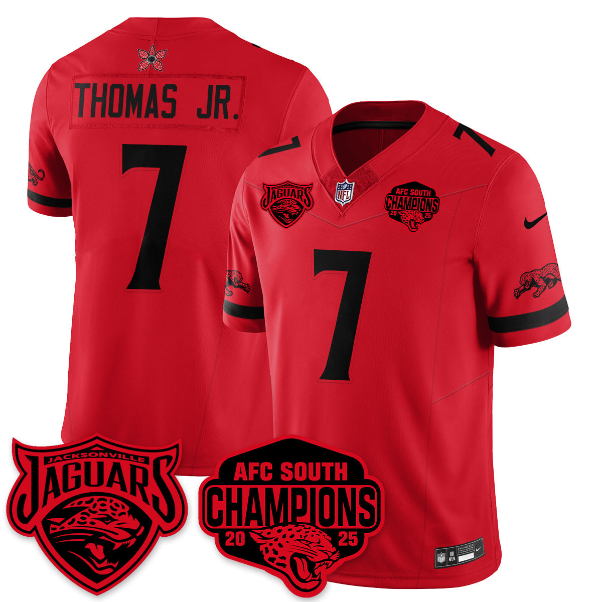 DET Stranger Things AFC South Division Champions Vapor Limited Throwback Jersey - All Stitched