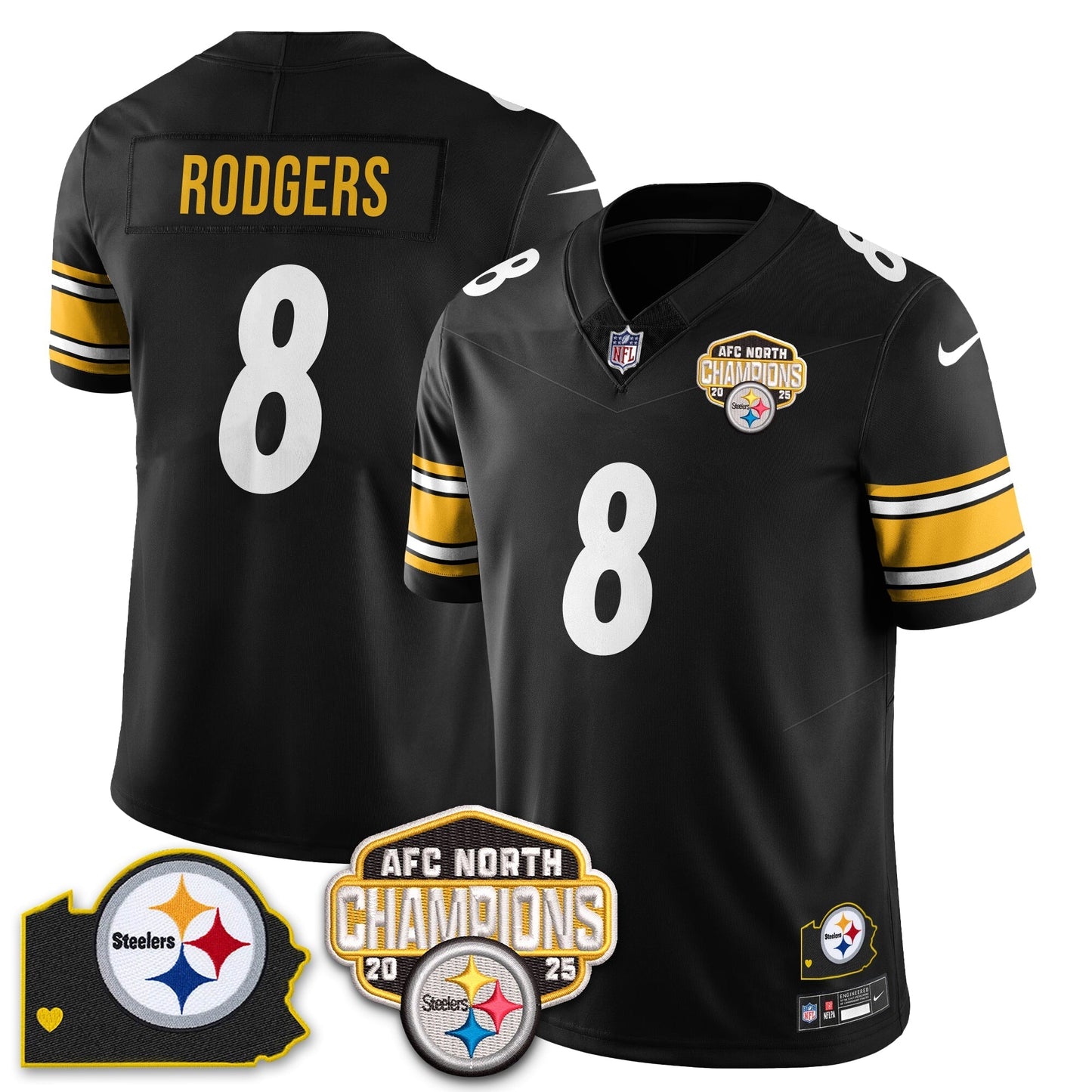 PIT AFC North Division Champions Vapor Limited Jersey N1 - All Stitched