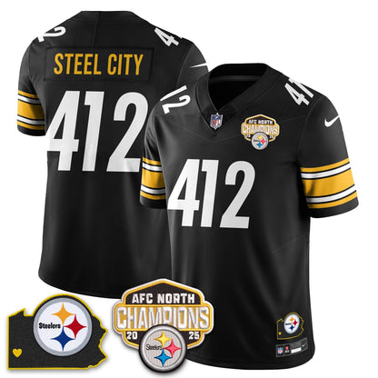 PIT AFC North Division Champions Vapor Limited Jersey N1 - All Stitched