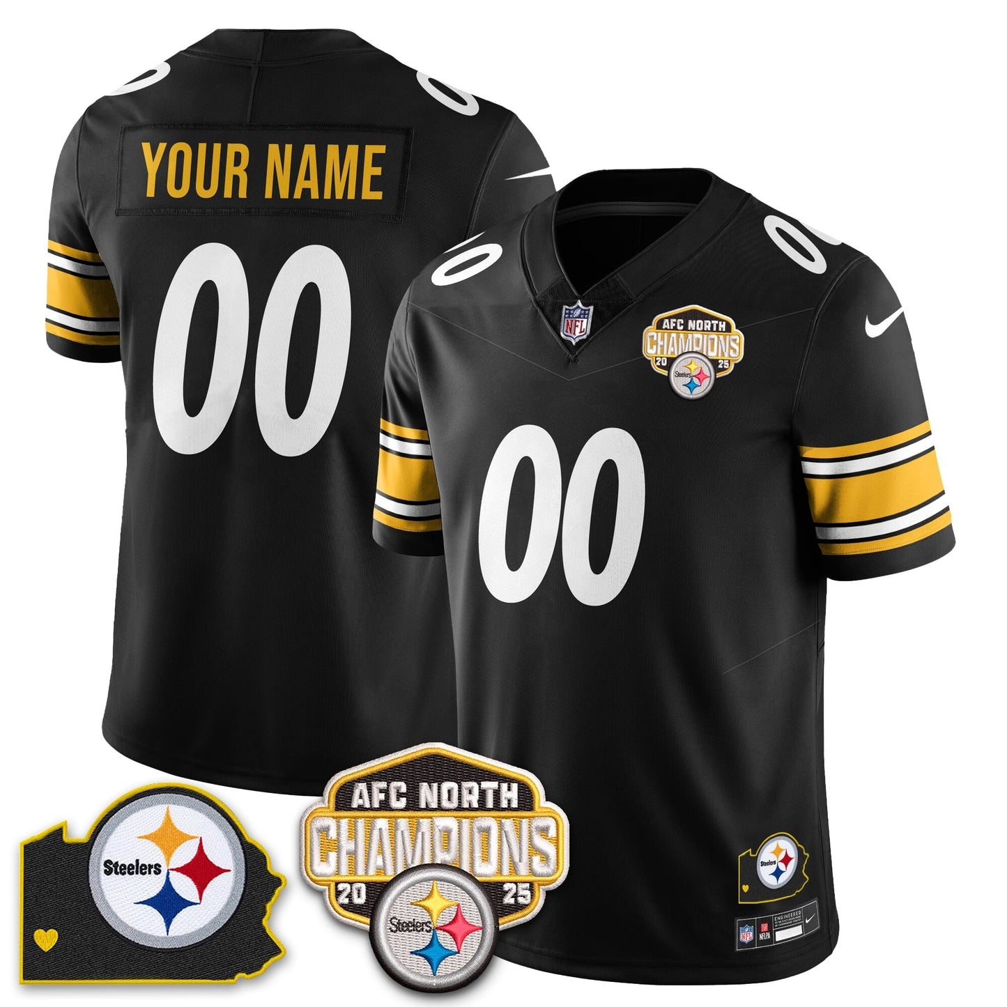 Custom PIT AFC North Division Champions Vapor Limited Jersey N1 - All Stitched