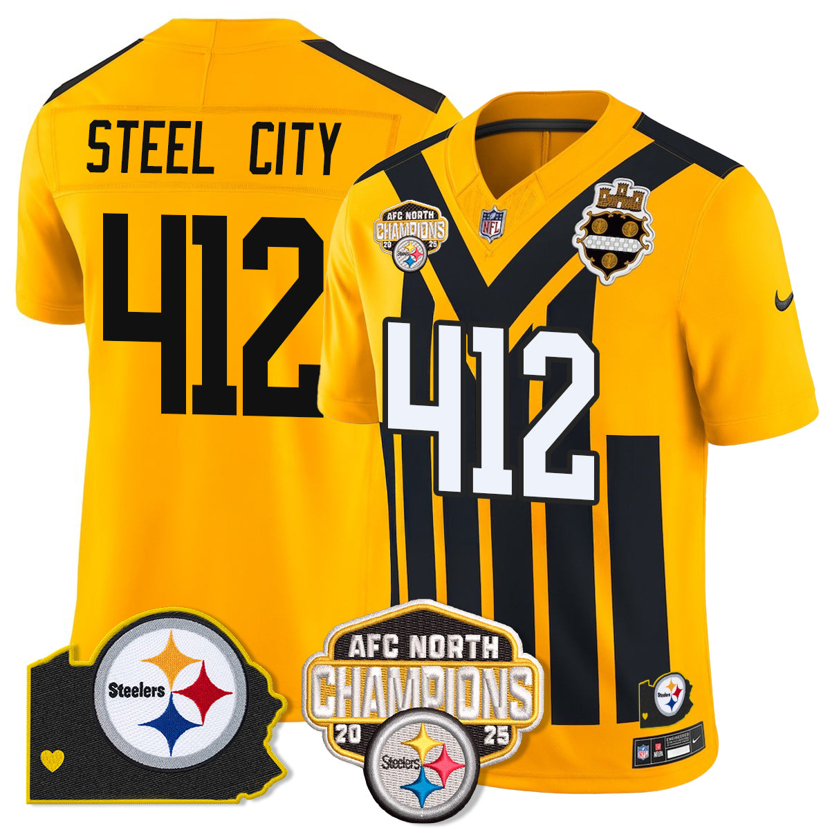 PIT AFC North Division Champions Vapor Limited Jersey N1 - All Stitched