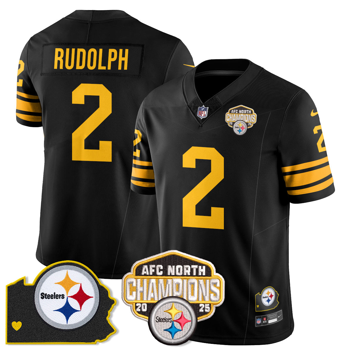 PIT AFC North Division Champions Vapor Limited Jersey N1 - All Stitched