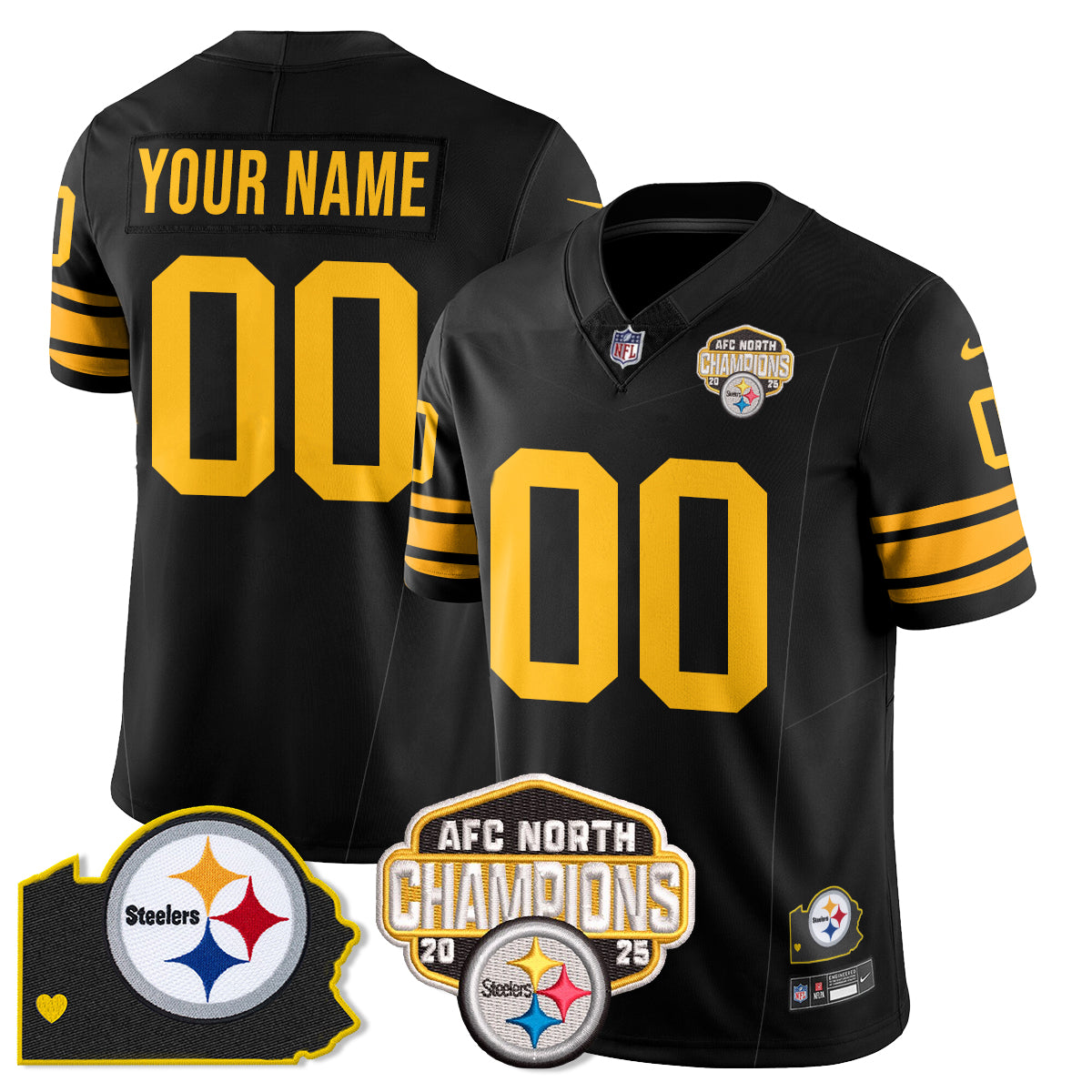 PIT AFC North Division Champions Vapor Limited Jersey N1 - All Stitched