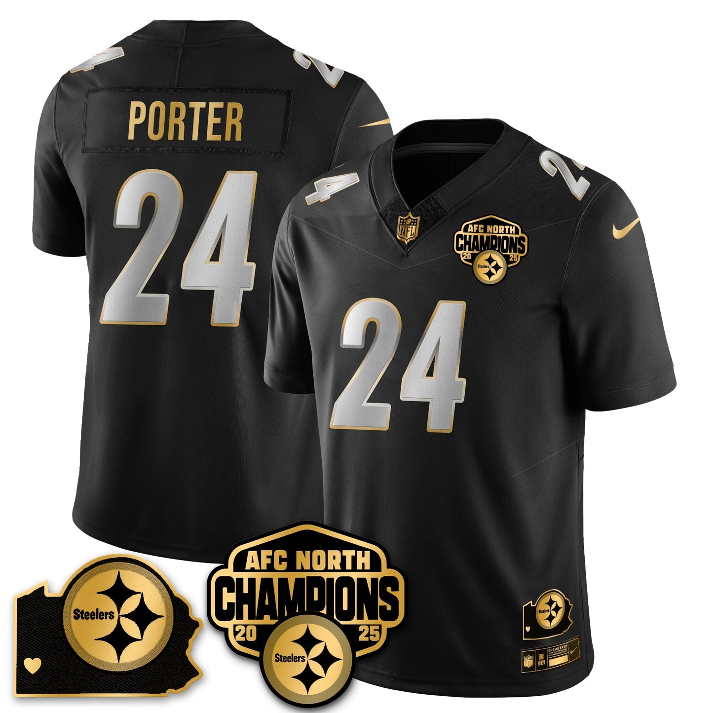 PIT AFC North Division Champions Vapor Limited Gold Jersey N2 - All Stitched