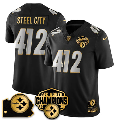 PIT AFC North Division Champions Vapor Limited Gold Jersey N2 - All Stitched
