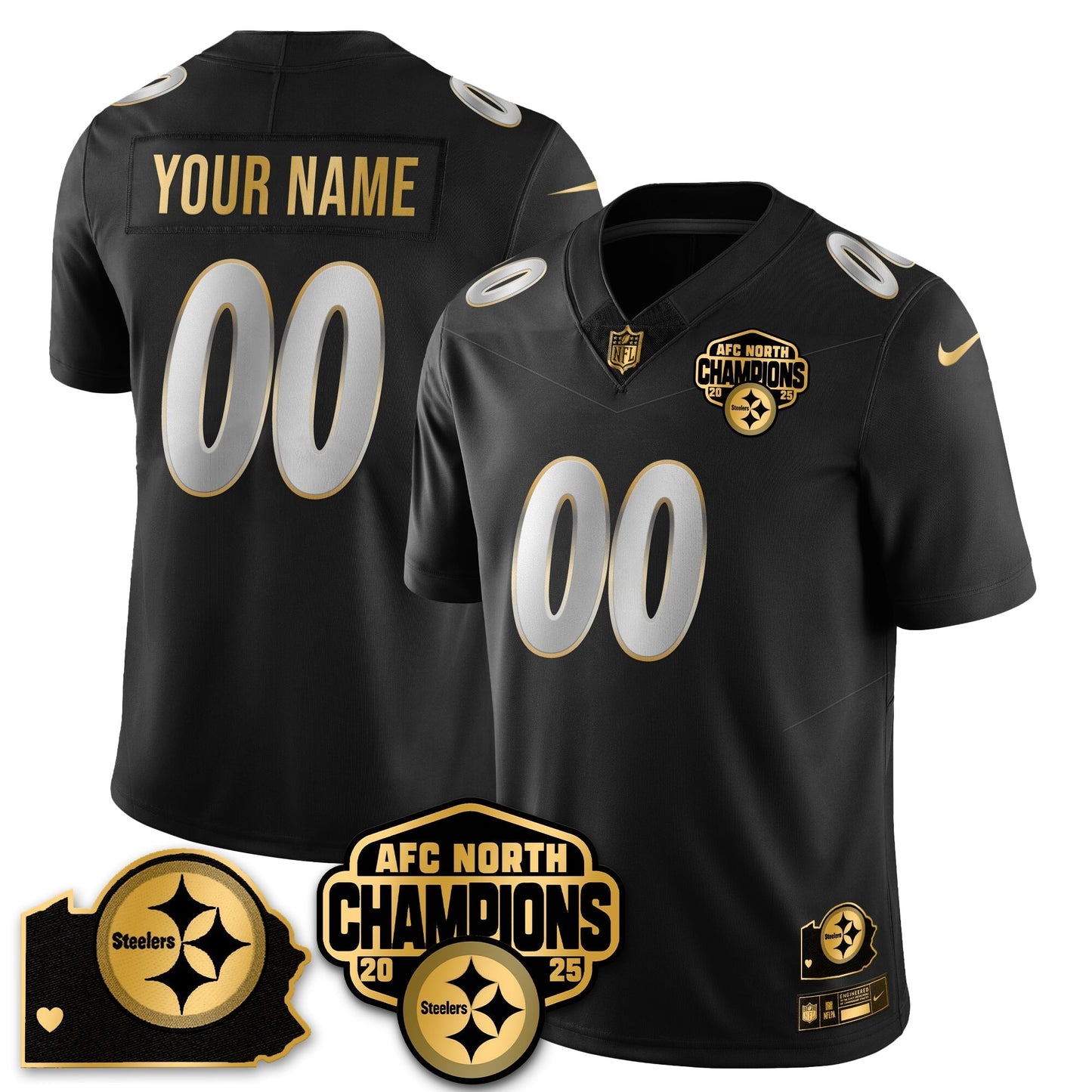 Custom PIT AFC North Division Champions Vapor Limited Jersey N1 - All Stitched