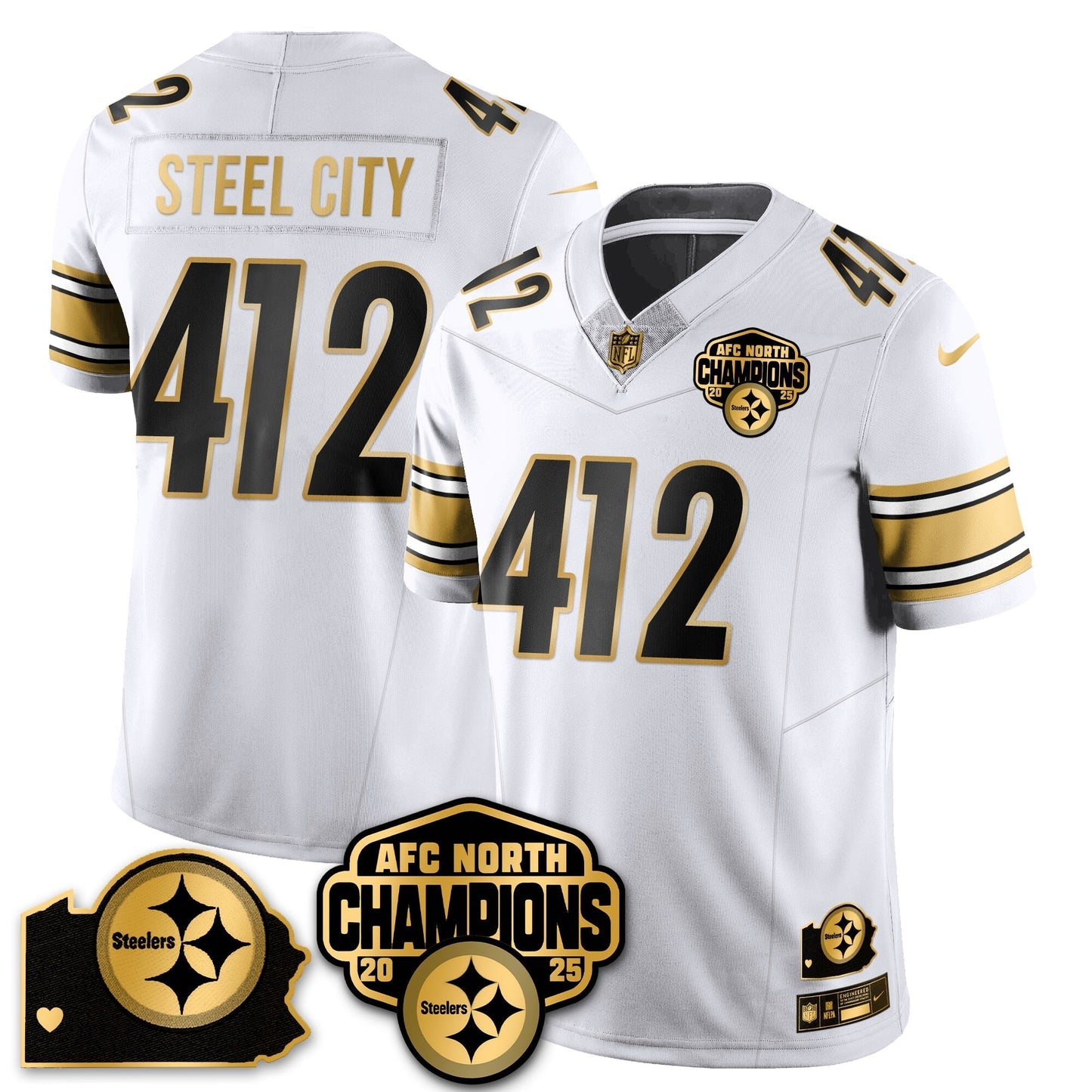 PIT AFC North Division Champions Vapor Limited Gold Jersey N2 - All Stitched