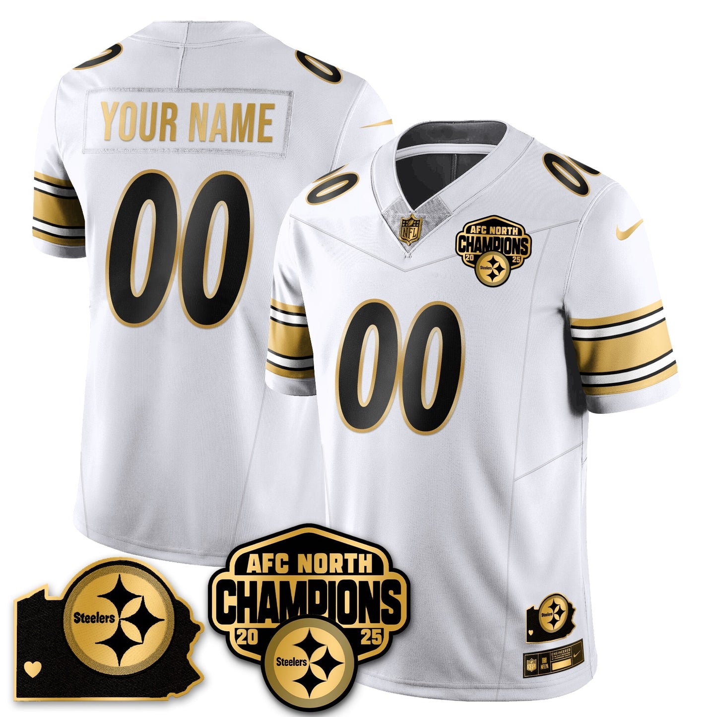 Custom PIT AFC North Division Champions Vapor Limited Gold Jersey - All Stitched