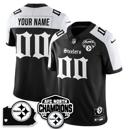 PIT Gothic AFC North Division Champions Vapor Limited Custom Jersey - All Stitched