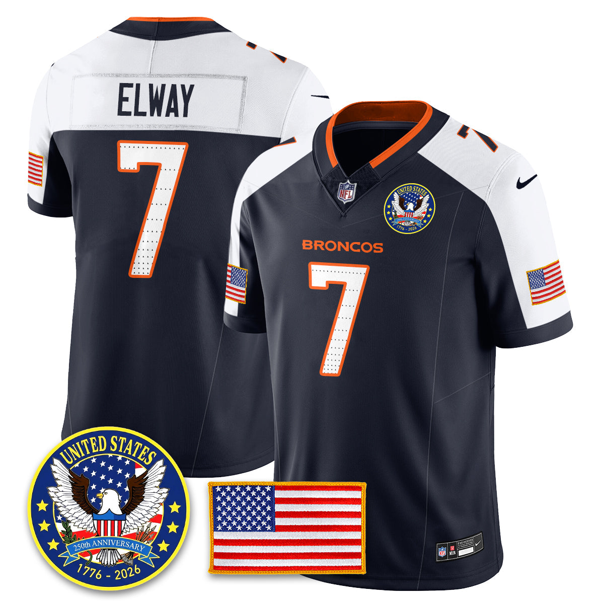 DEN "United States 250th Anniversary Patch" Vapor Limited Jersey - All Stitched