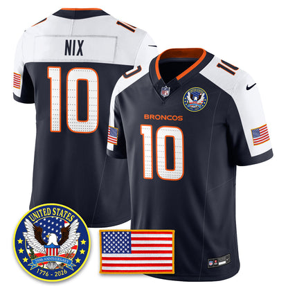Denver Broncos "United States 250th Anniversary Patch" Vapor Limited Jersey - All Stitched