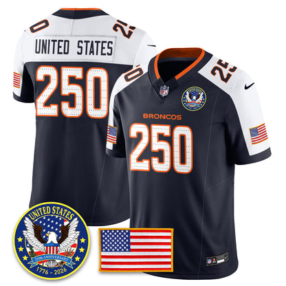Denver Broncos "United States 250th Anniversary Patch" Vapor Limited Jersey - All Stitched