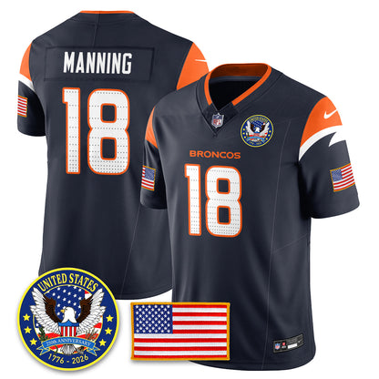 Denver Broncos "United States 250th Anniversary Patch" Vapor Limited Jersey - All Stitched