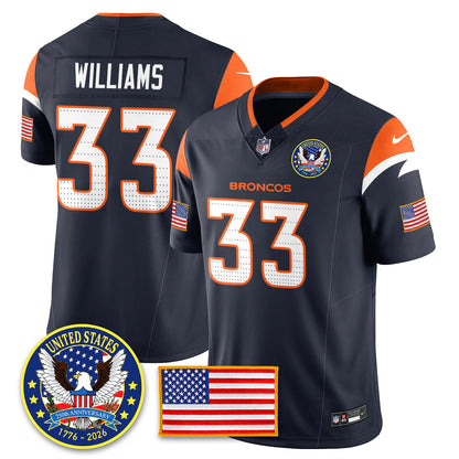 Denver Broncos "United States 250th Anniversary Patch" Vapor Limited Jersey - All Stitched