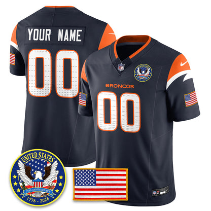 Denver Broncos "United States 250th Anniversary Patch" Vapor Limited Jersey - All Stitched