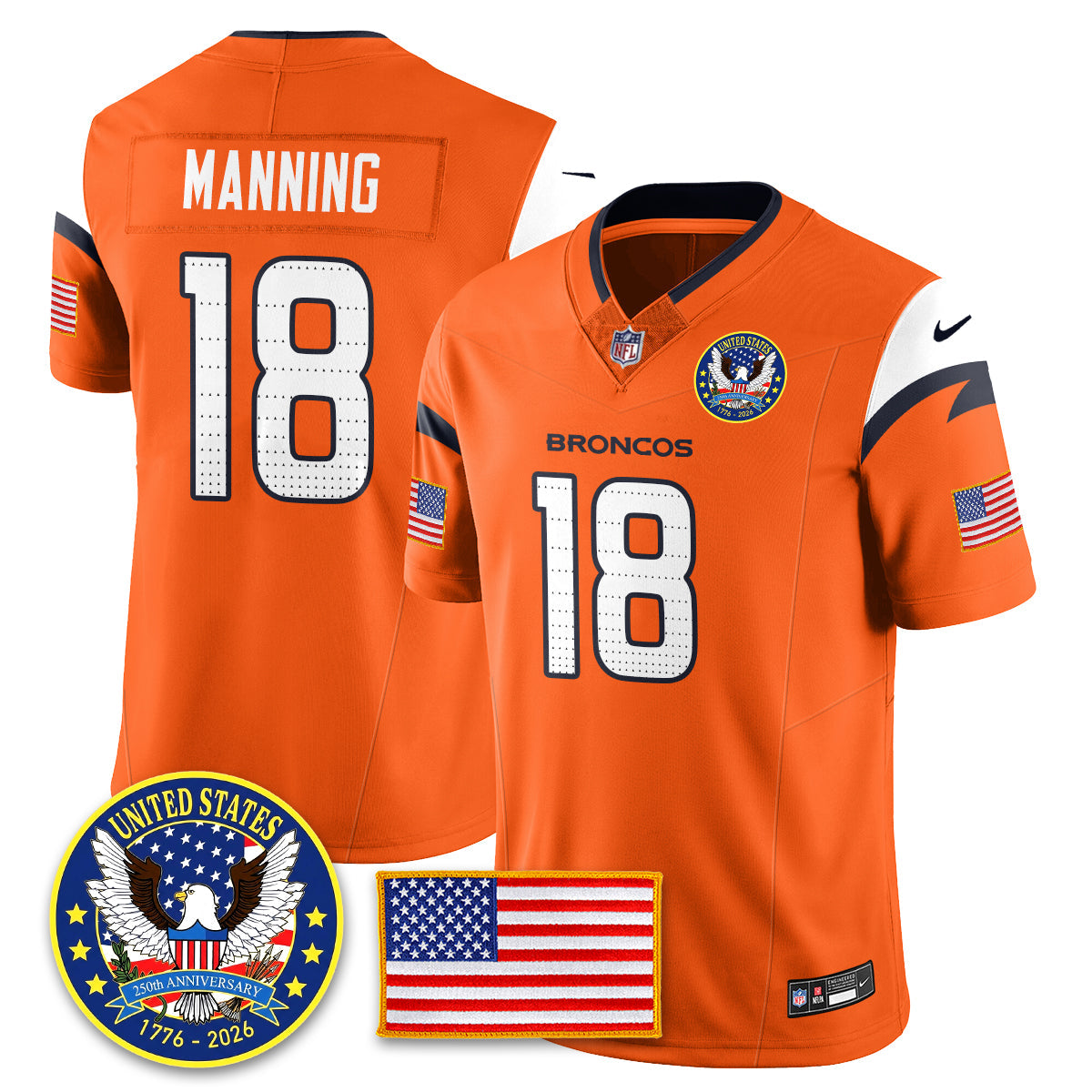 DEN "United States 250th Anniversary Patch" Vapor Limited Jersey - All Stitched