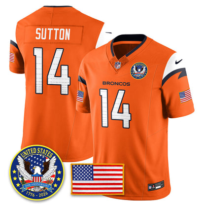 Denver Broncos "United States 250th Anniversary Patch" Vapor Limited Jersey - All Stitched