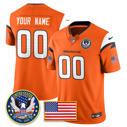 Denver Broncos "United States 250th Anniversary Patch" Vapor Limited Jersey - All Stitched