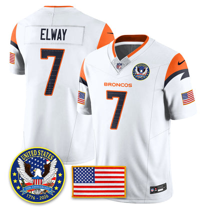 Denver Broncos "United States 250th Anniversary Patch" Vapor Limited Jersey - All Stitched