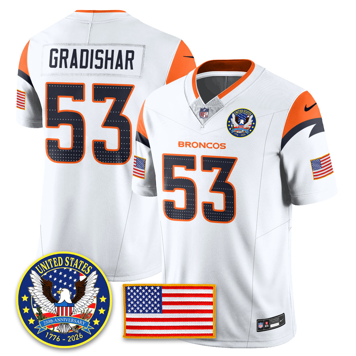 DEN "United States 250th Anniversary Patch" Vapor Limited Jersey - All Stitched