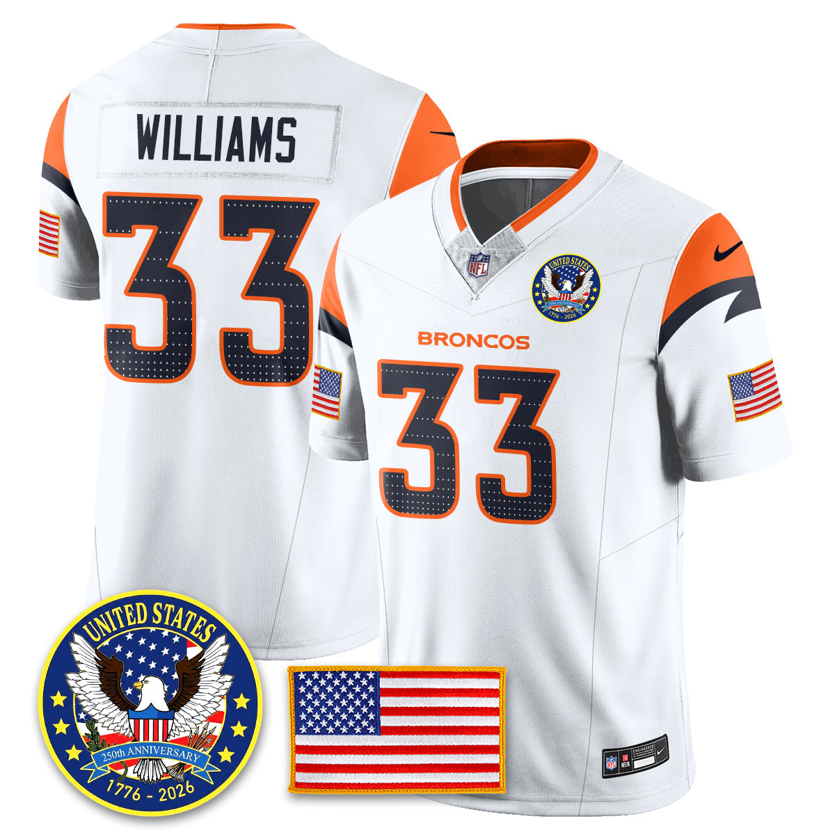 DEN "United States 250th Anniversary Patch" Vapor Limited Jersey - All Stitched