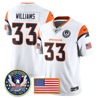 DEN "United States 250th Anniversary Patch" Vapor Limited Jersey - All Stitched