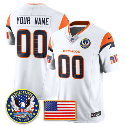 Custom DEN "United States 250th Anniversary Patch" Vapor Limited Jersey - All Stitched