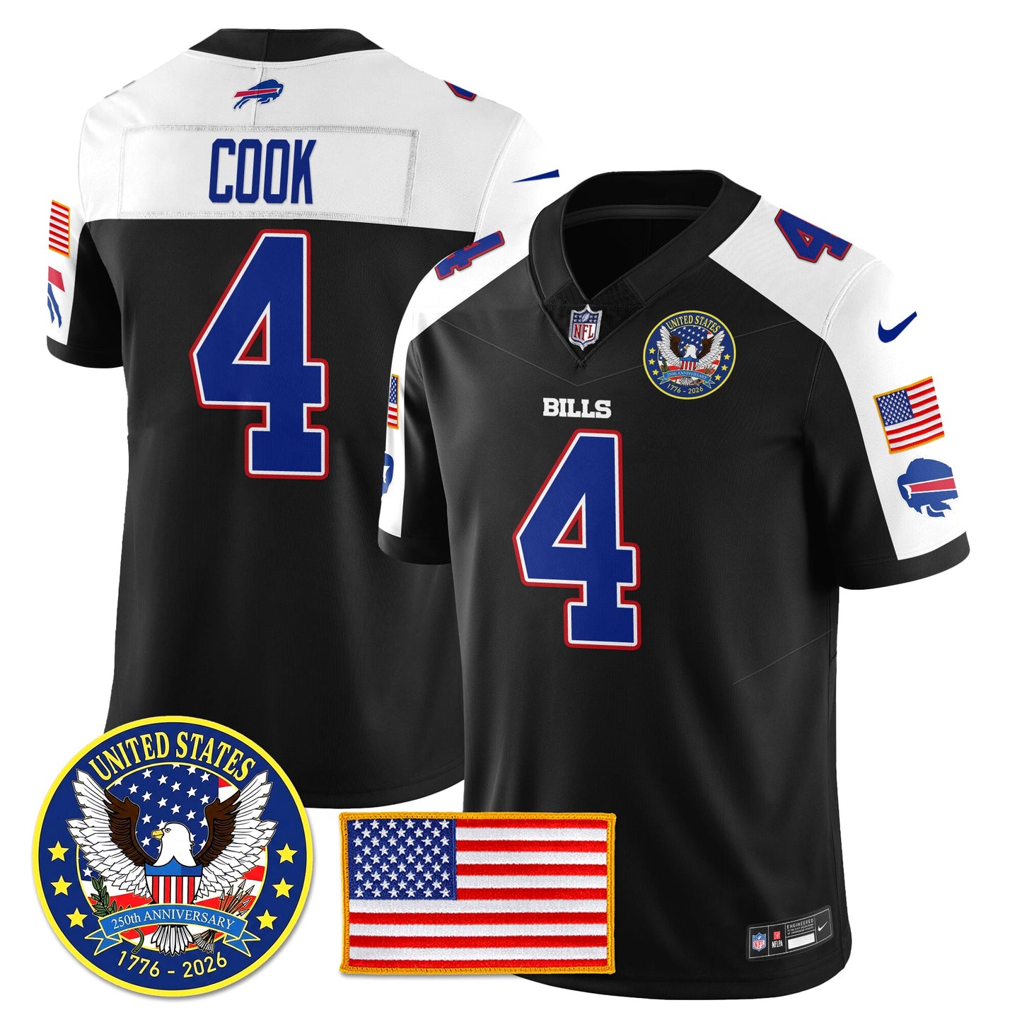 BUF "United States 250th Anniversary Patch" Vapor Limited Jersey - All Stitched