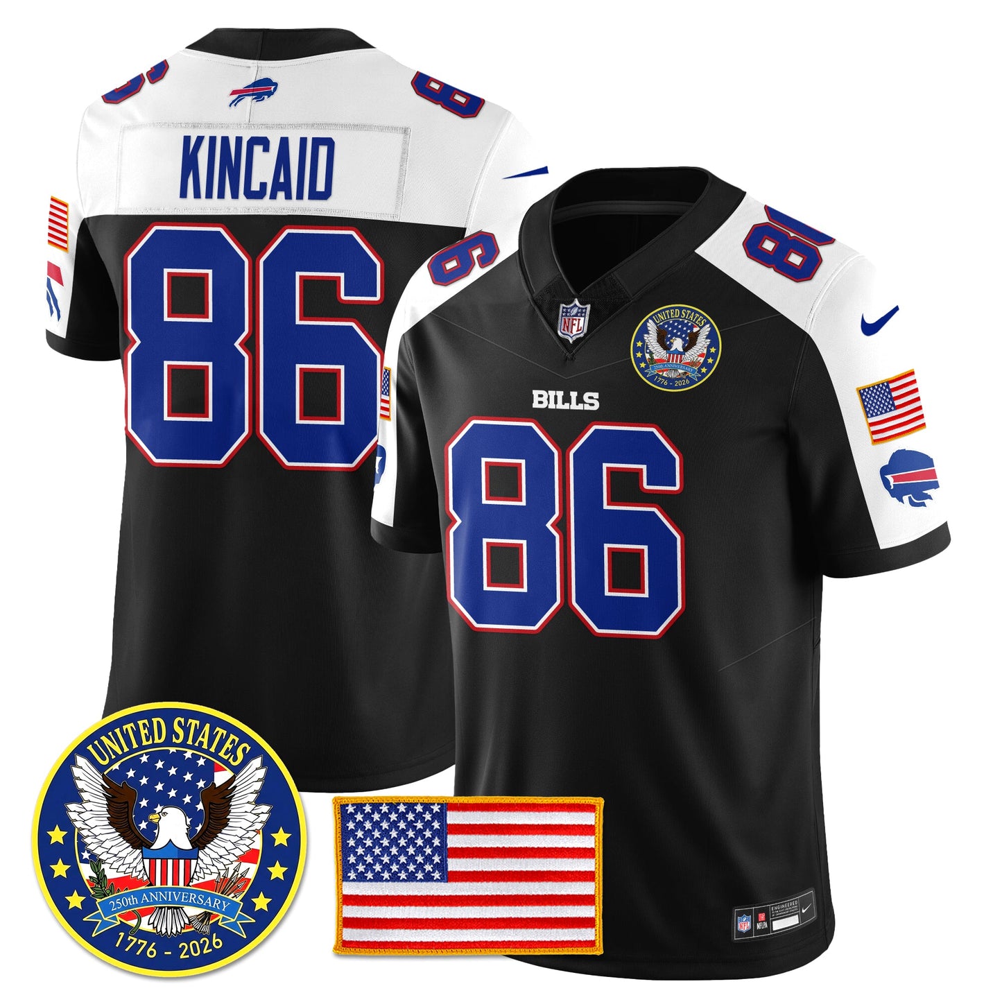 BUF "United States 250th Anniversary Patch" Vapor Limited Jersey - All Stitched
