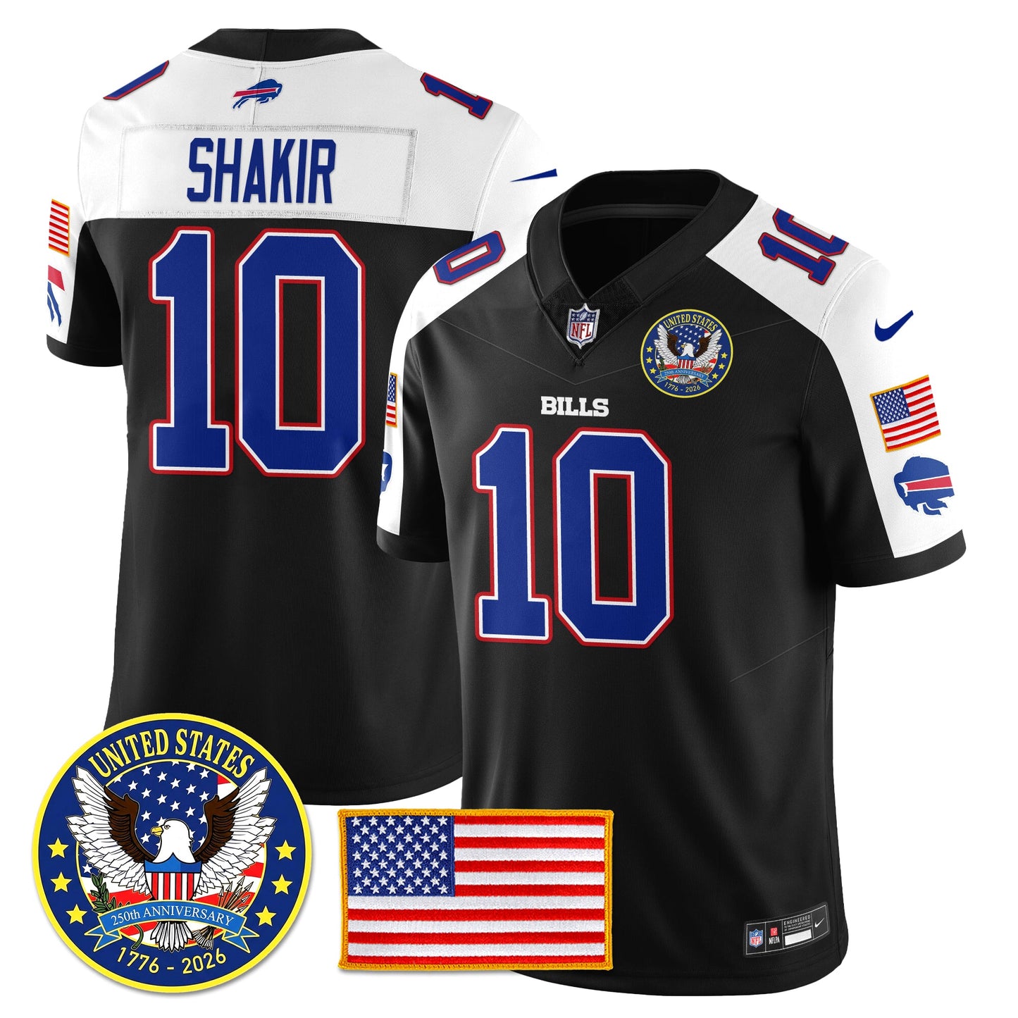 BUF "United States 250th Anniversary Patch" Vapor Limited Jersey - All Stitched