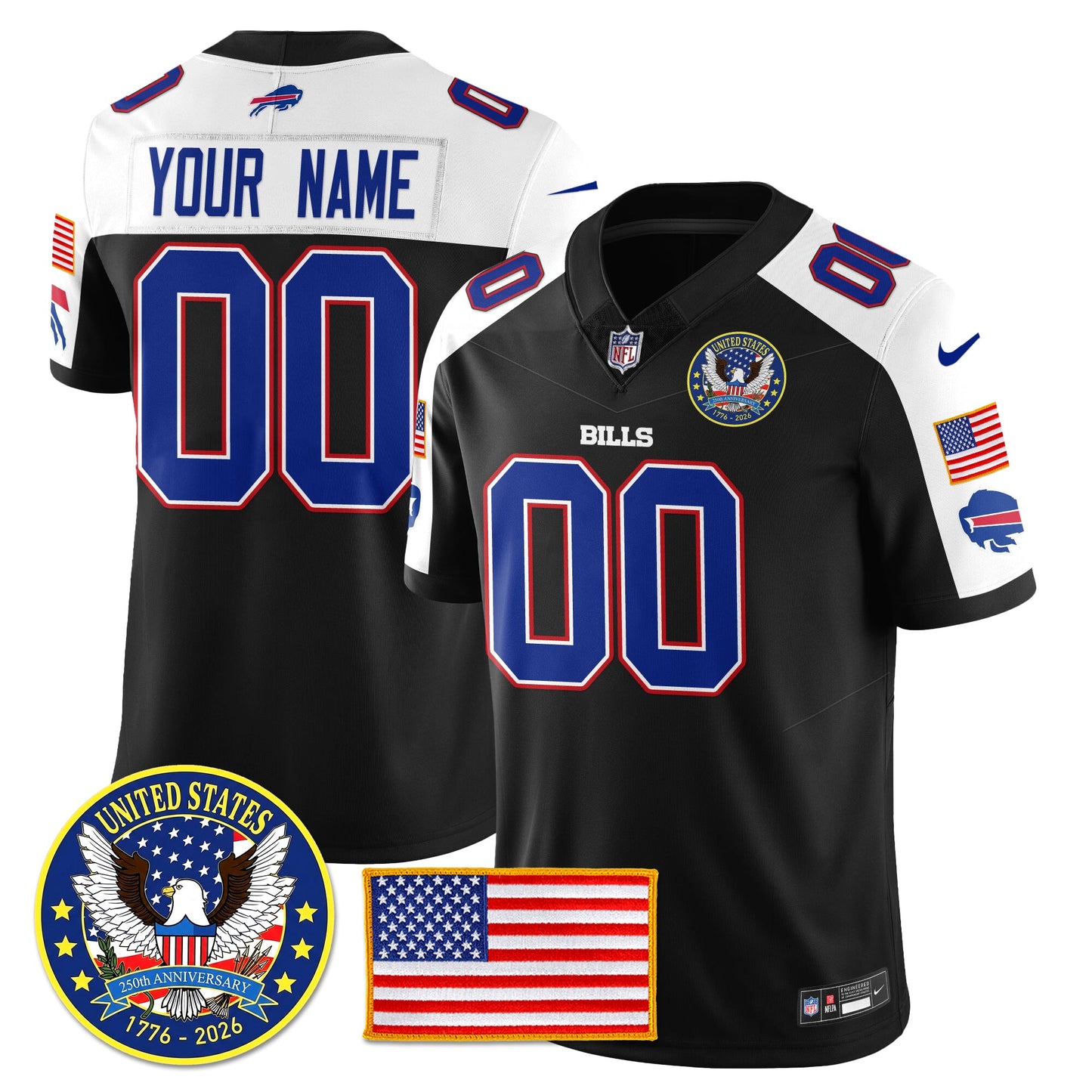 BUF "United States 250th Anniversary Patch" Vapor Limited Jersey - All Stitched
