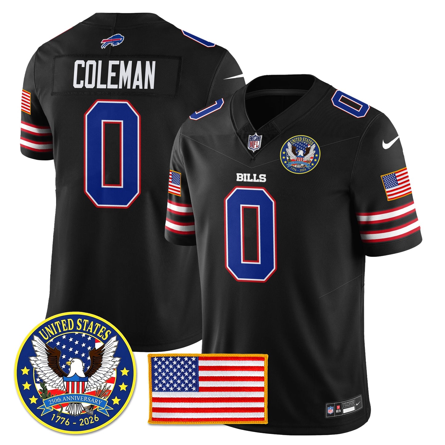 BUF "United States 250th Anniversary Patch" Vapor Limited Jersey - All Stitched